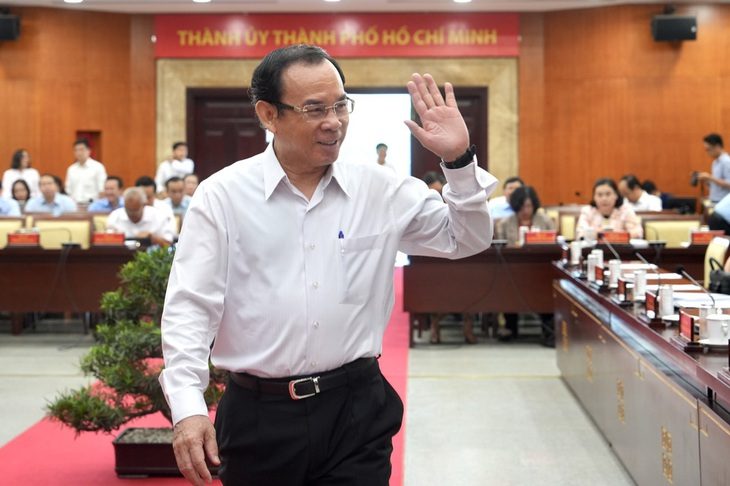 Bí thư Thành ủy TP.HCM Nguyễn Văn Nên tại hội nghị - Ảnh: HỮU HẠNH