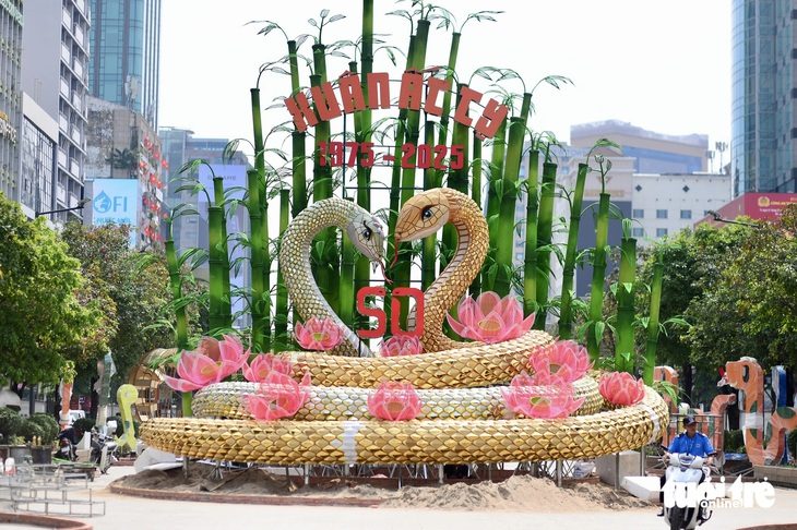 Tranh cãi cặp đôi Tỵ trên đường hoa Nguyễn Huệ - Ảnh 1.
